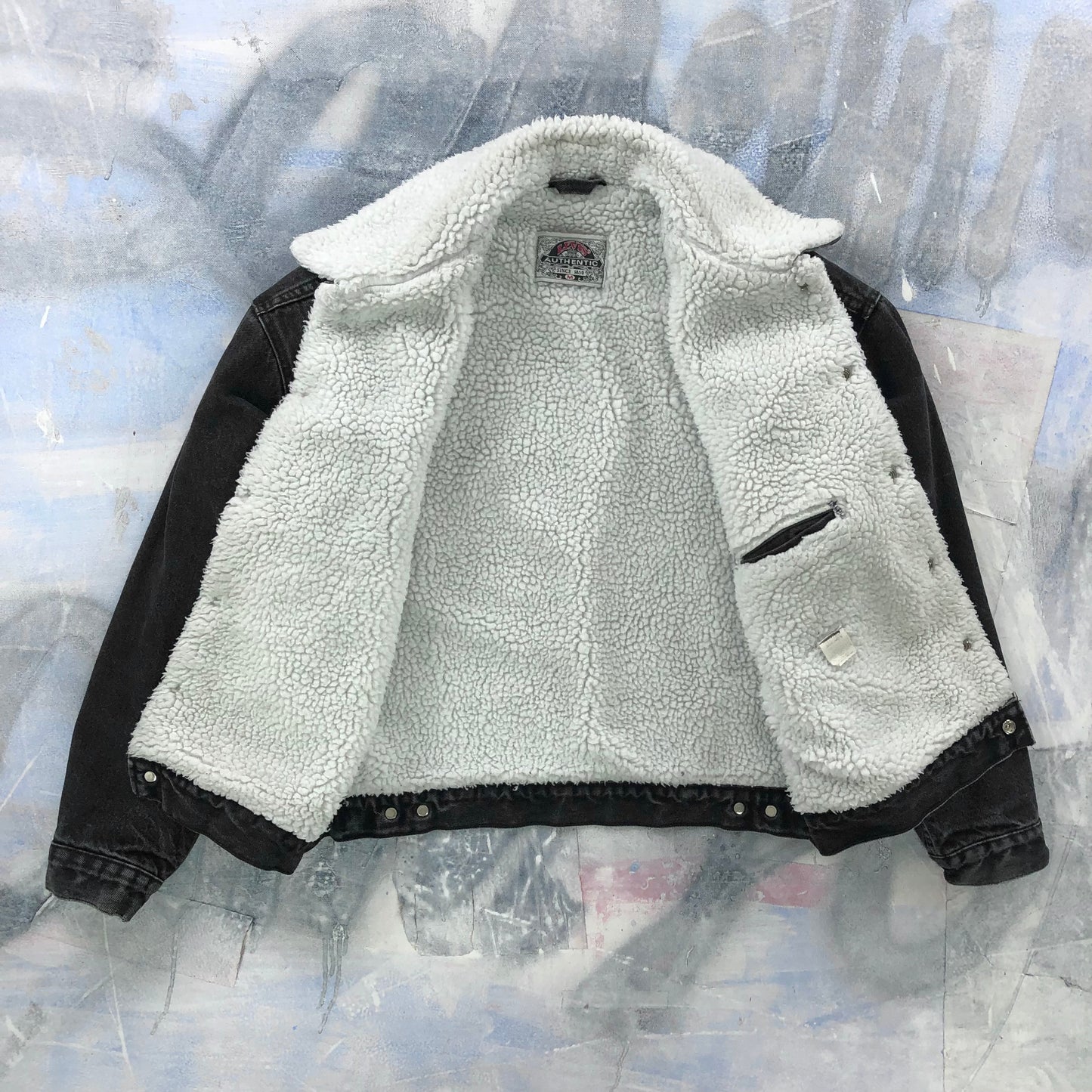 Vintage 80s Levis Sherpa Lined Denim Button Jacket M