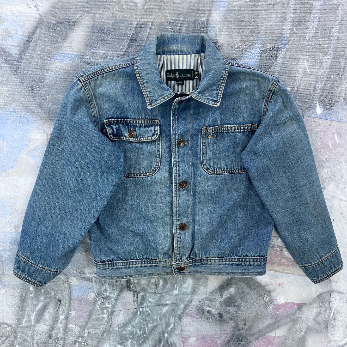 Vintage Polo Ralph Lauren Blanket Lined Denim Button Jacket M (Womens)