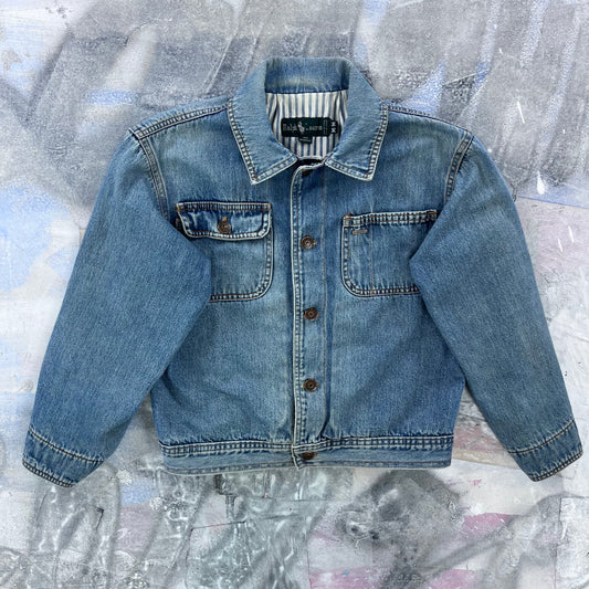 Vintage Polo Ralph Lauren Blanket Lined Denim Button Jacket M (Womens)