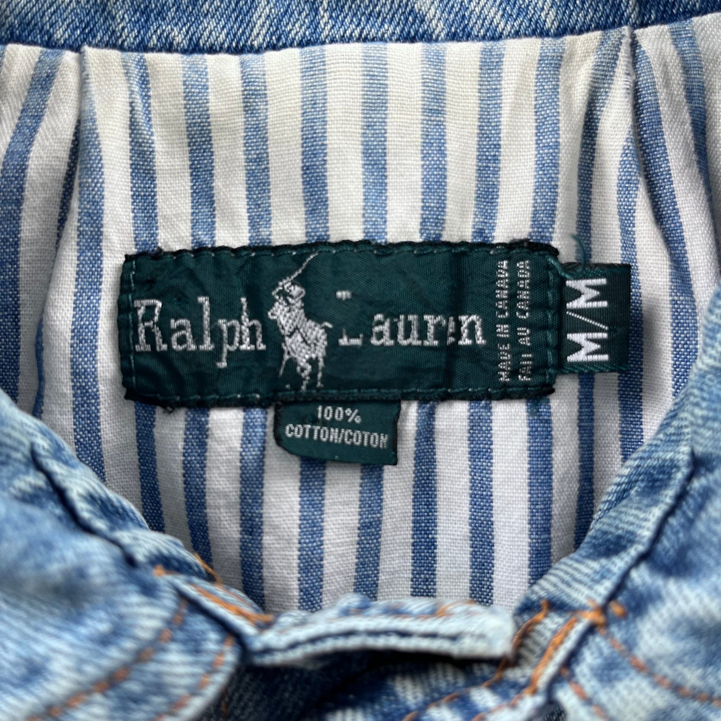 Vintage Polo Ralph Lauren Blanket Lined Denim Button Jacket M (Womens)