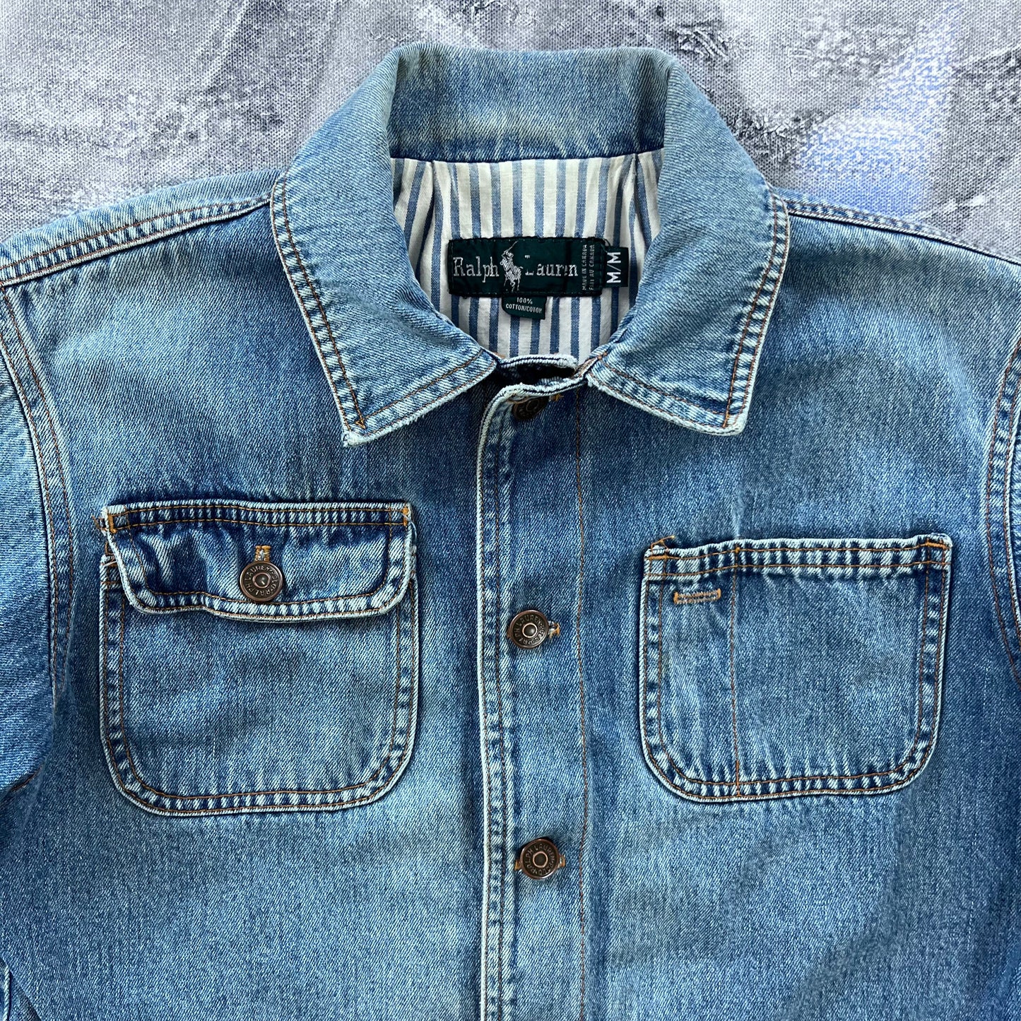 Vintage Polo Ralph Lauren Blanket Lined Denim Button Jacket M (Womens)