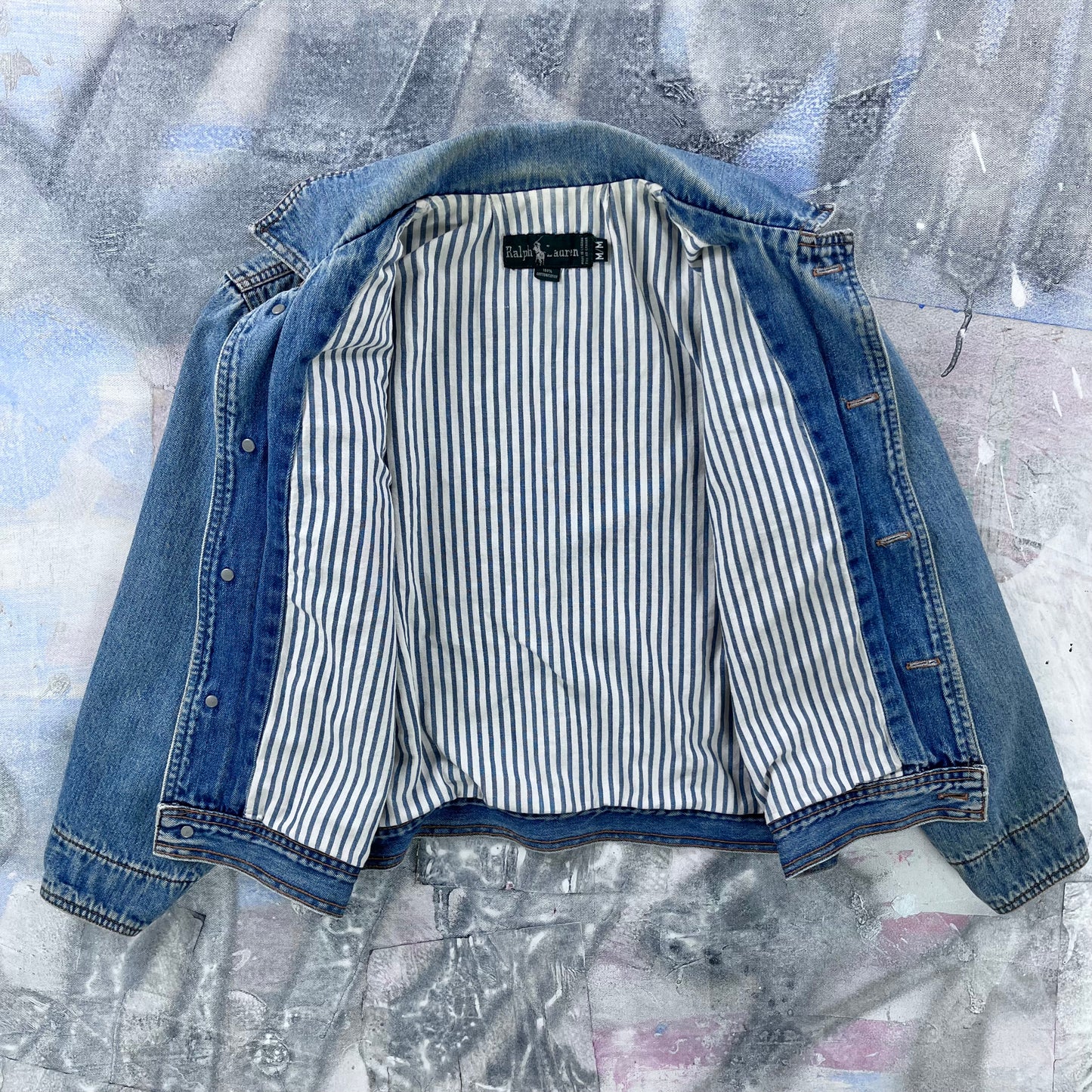 Vintage Polo Ralph Lauren Blanket Lined Denim Button Jacket M (Womens)
