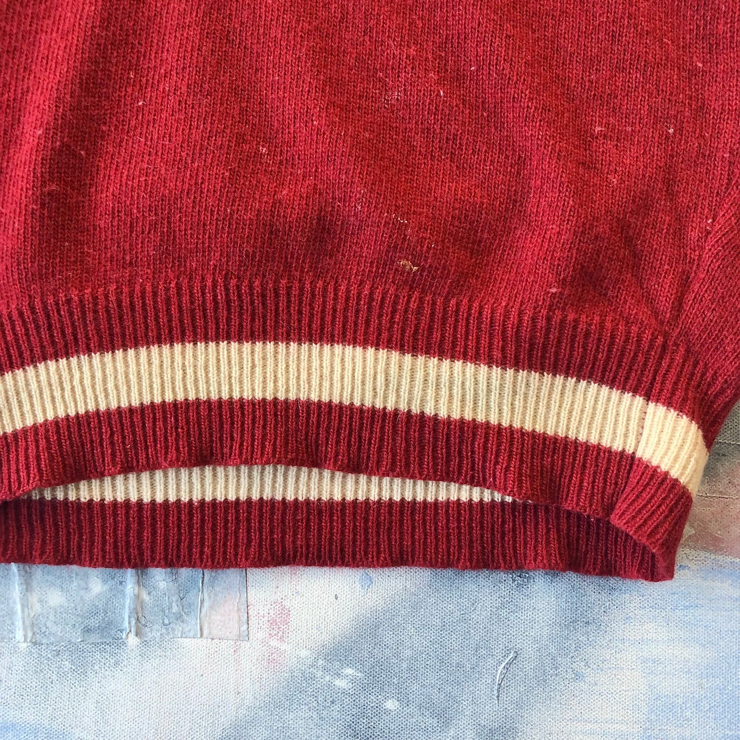 Vintage Quebec Varsity Wool V Neck Sweater M