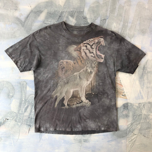 Vintage The Mountain Tiger Grizzly Wolf Nature T Shirt XL