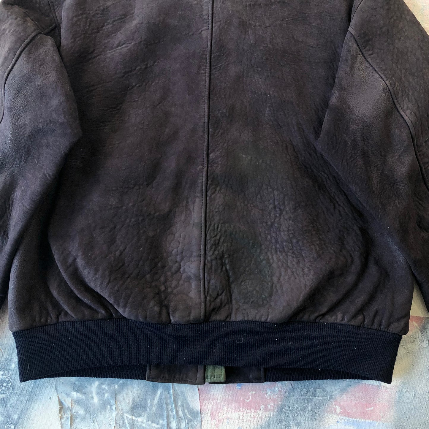 Vintage USA L.L Bean Plaid Lined Suede Leather Bomber Zip Jacket M