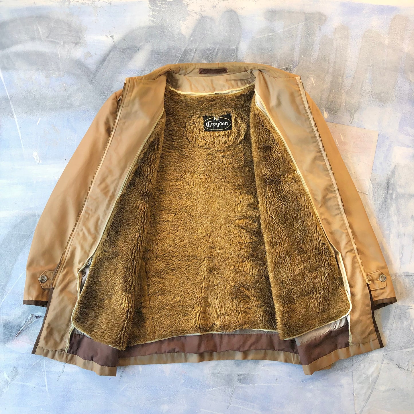 Vintage 60s Croydon Fur Lined Barn Zip Jacket XL