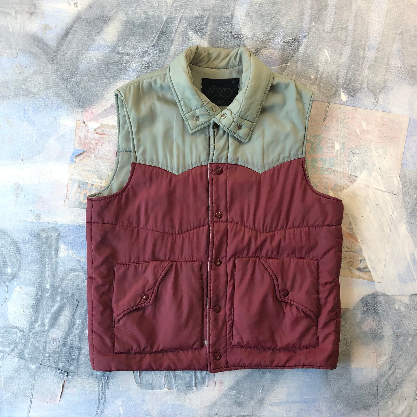 Vintage Two Tone Down Button Vest L