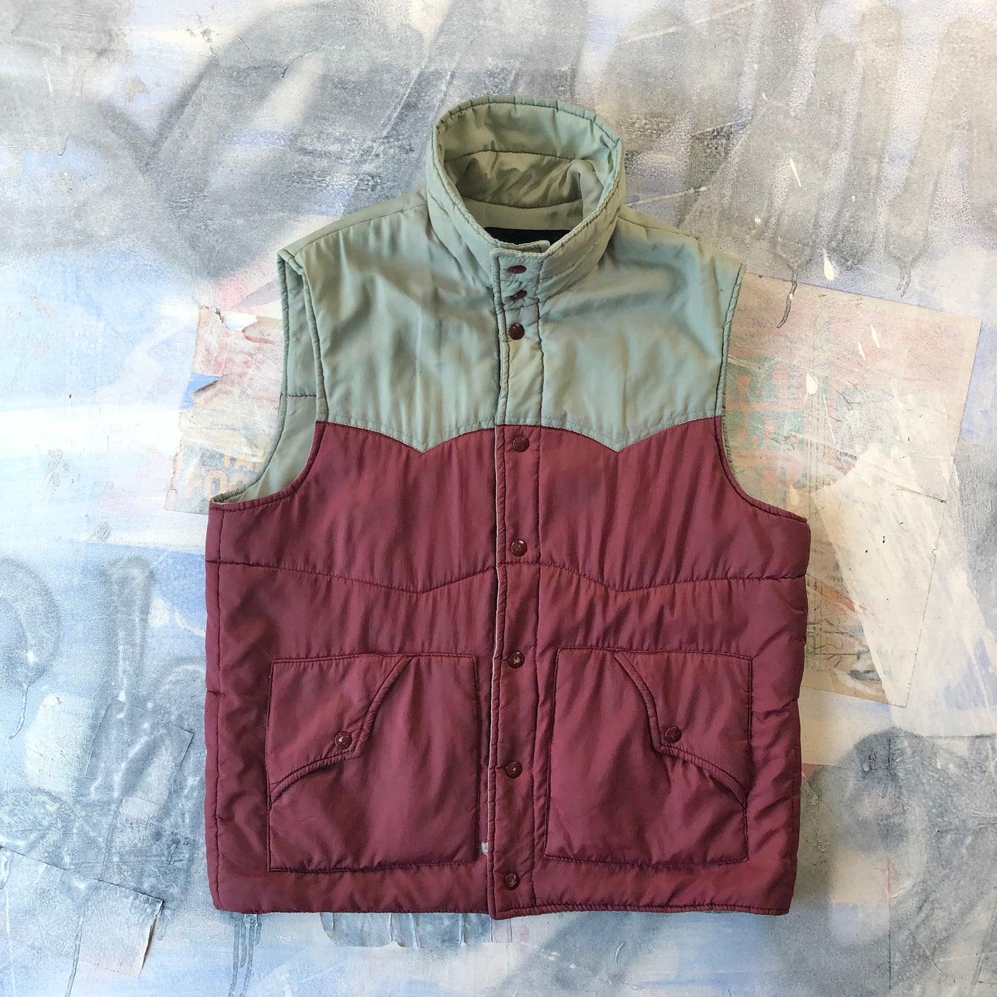 Vintage Two Tone Down Button Vest L