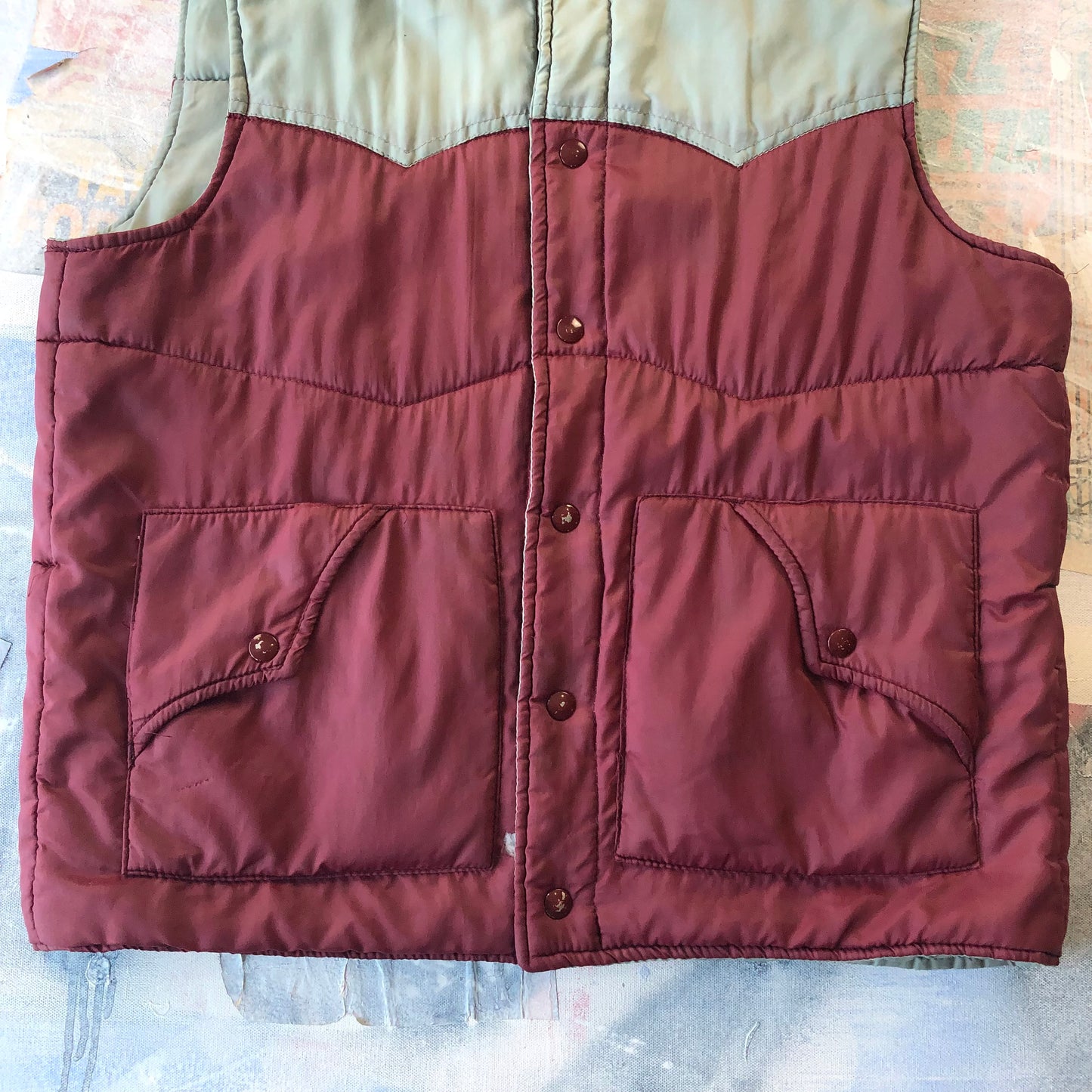Vintage Two Tone Down Button Vest L