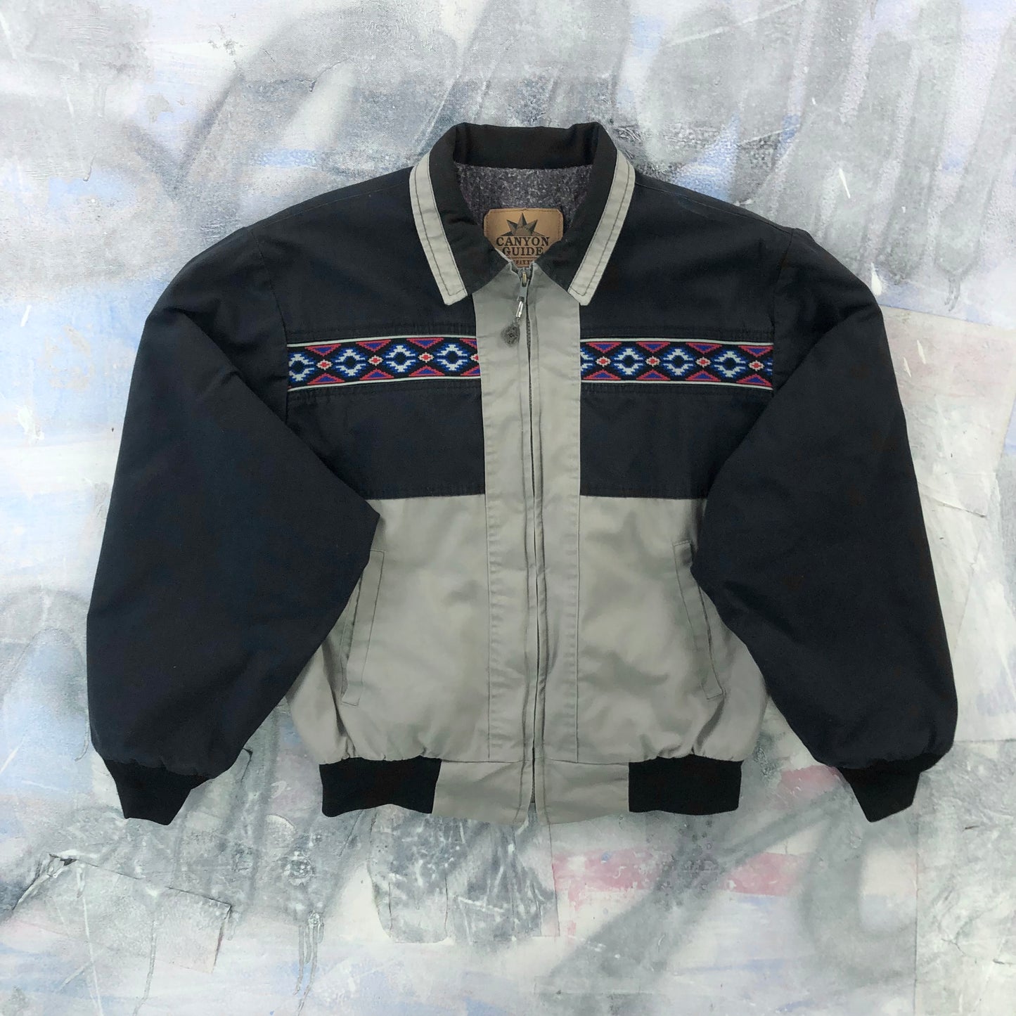 Vintage USA Aztec Western Blanket Lined Bomber Zip Jacket M