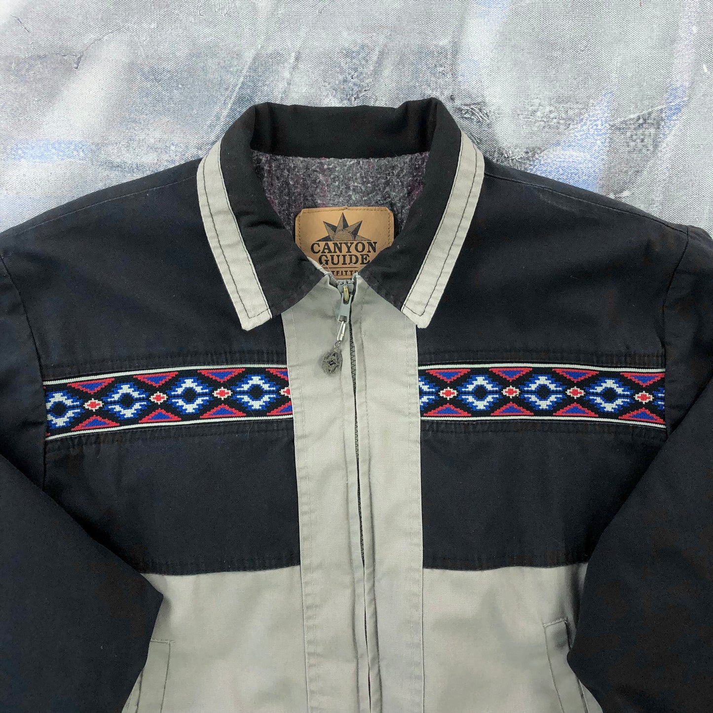 Vintage USA Aztec Western Blanket Lined Bomber Zip Jacket M