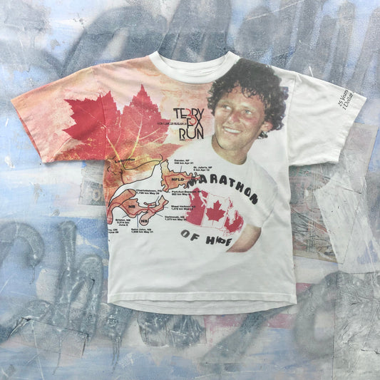 Vintage Terry Fox Marathon Of Hope AOP T Shirt M