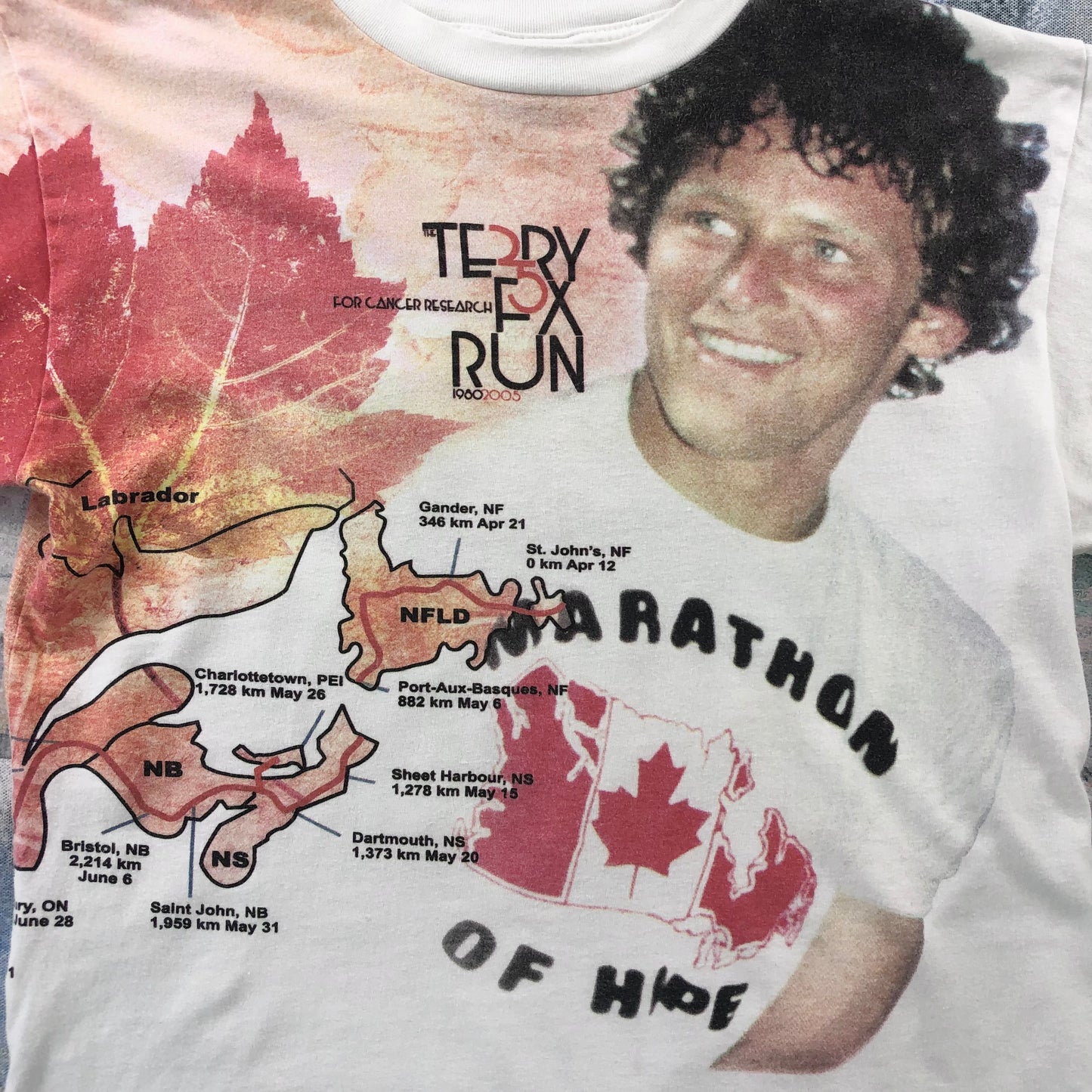 Vintage Terry Fox Marathon Of Hope AOP T Shirt M