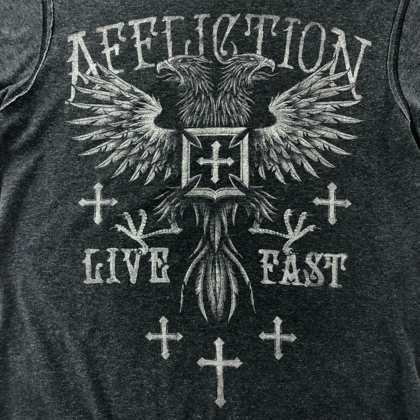 Vintage Y2K Affliction Live Fast Reversible T Shirt L