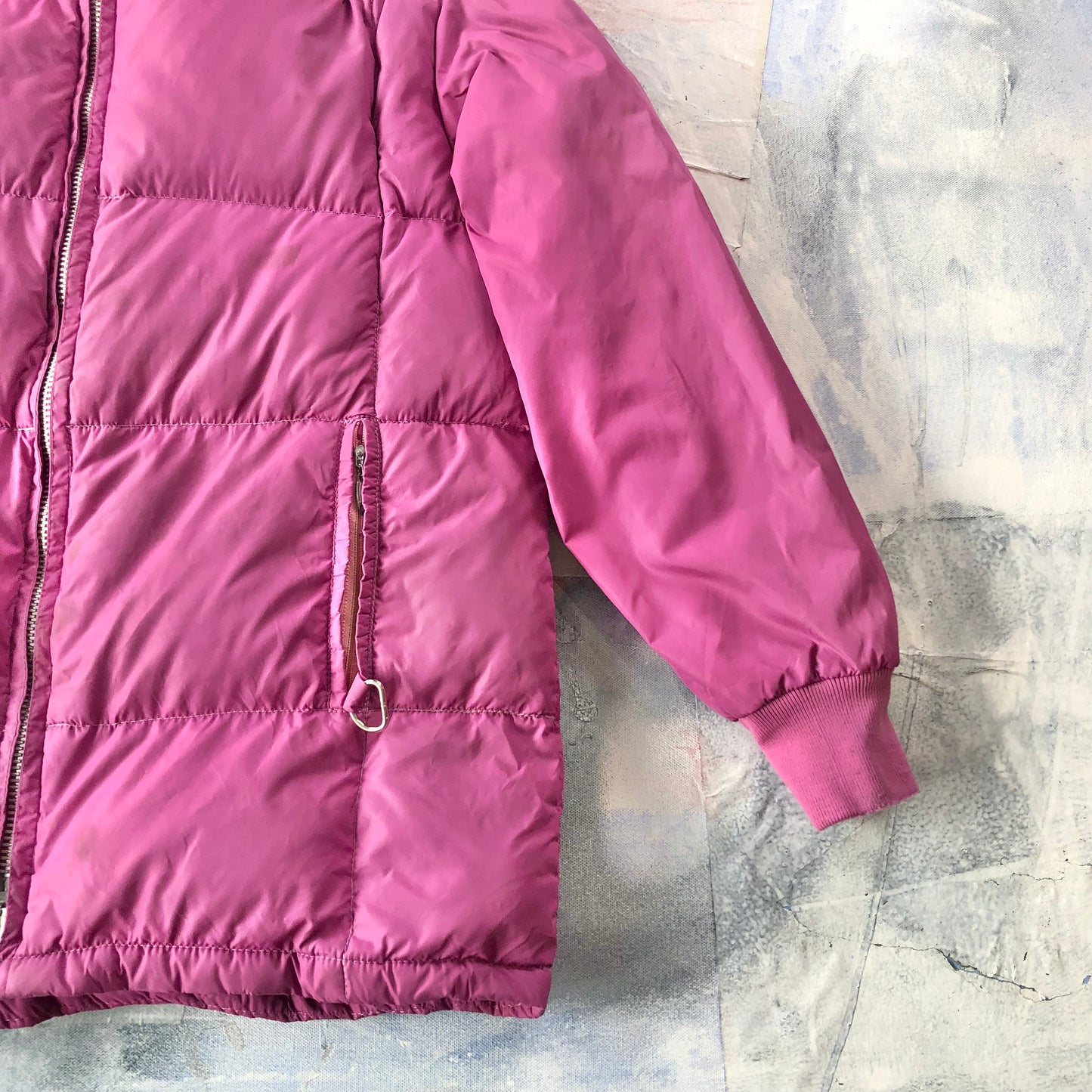 Vintage 70s Down Hooded Zip Jacket XL