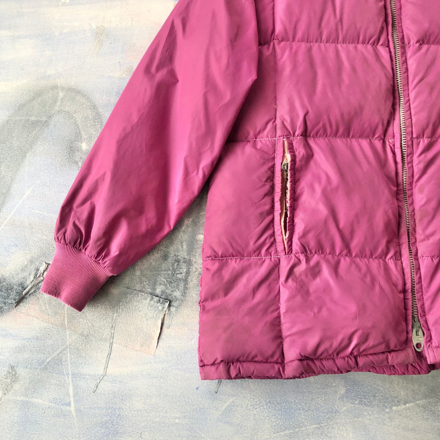 Vintage 70s Down Hooded Zip Jacket XL