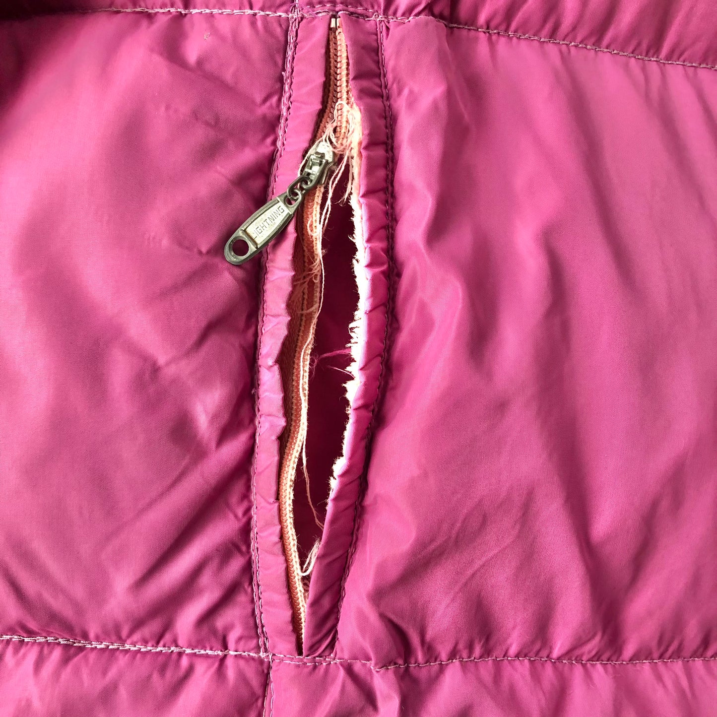 Vintage 70s Down Hooded Zip Jacket XL