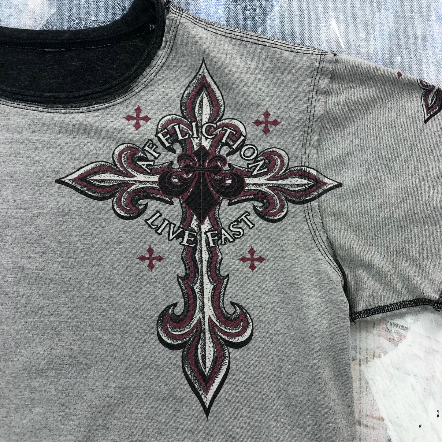 Vintage Y2K Affliction Live Fast Reversible T Shirt L