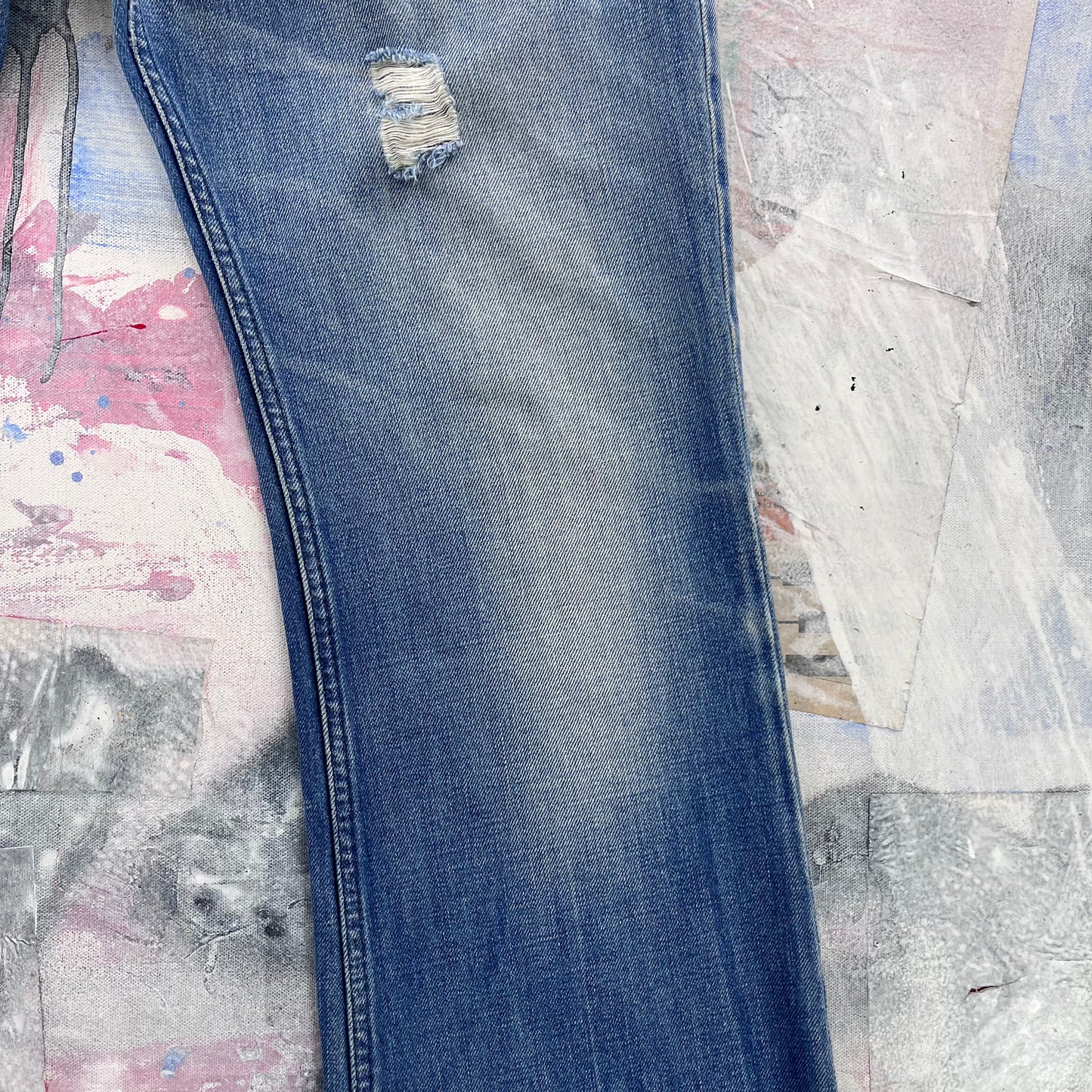 Diesel Bootcut Distressed Style Button Fly Selvedge Denim Jean W34
