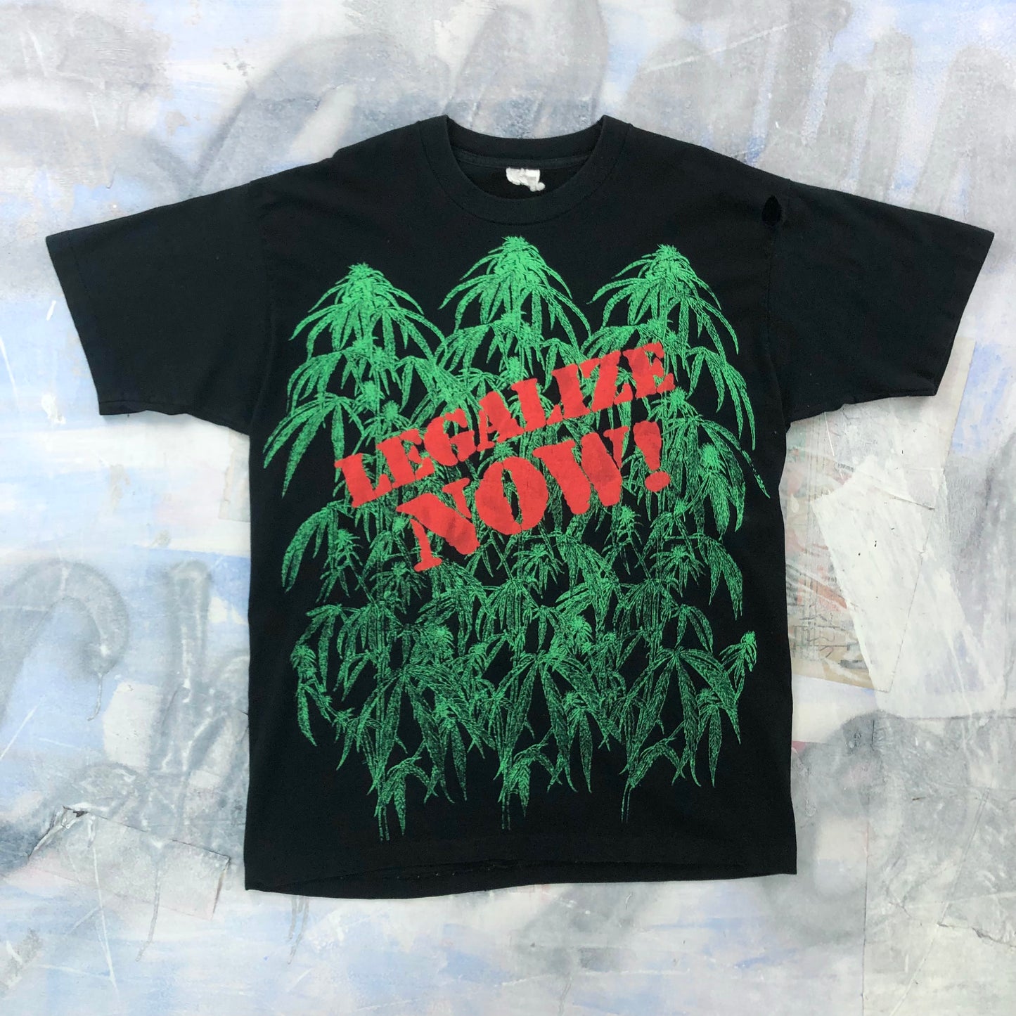 Vintage 90s Legalize Now Cannabis AOP Single Stitch T Shirt XL