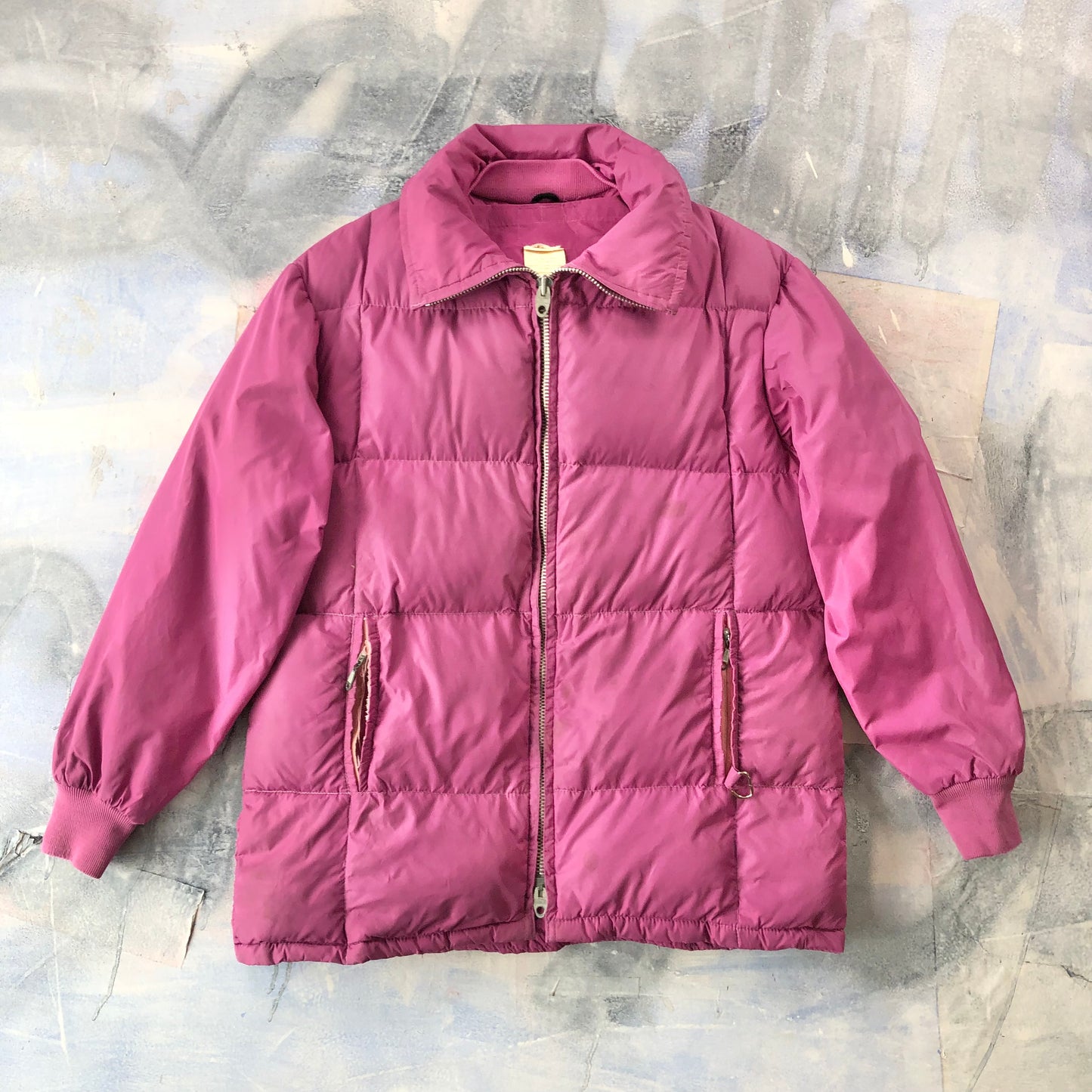 Vintage 70s Down Hooded Zip Jacket XL