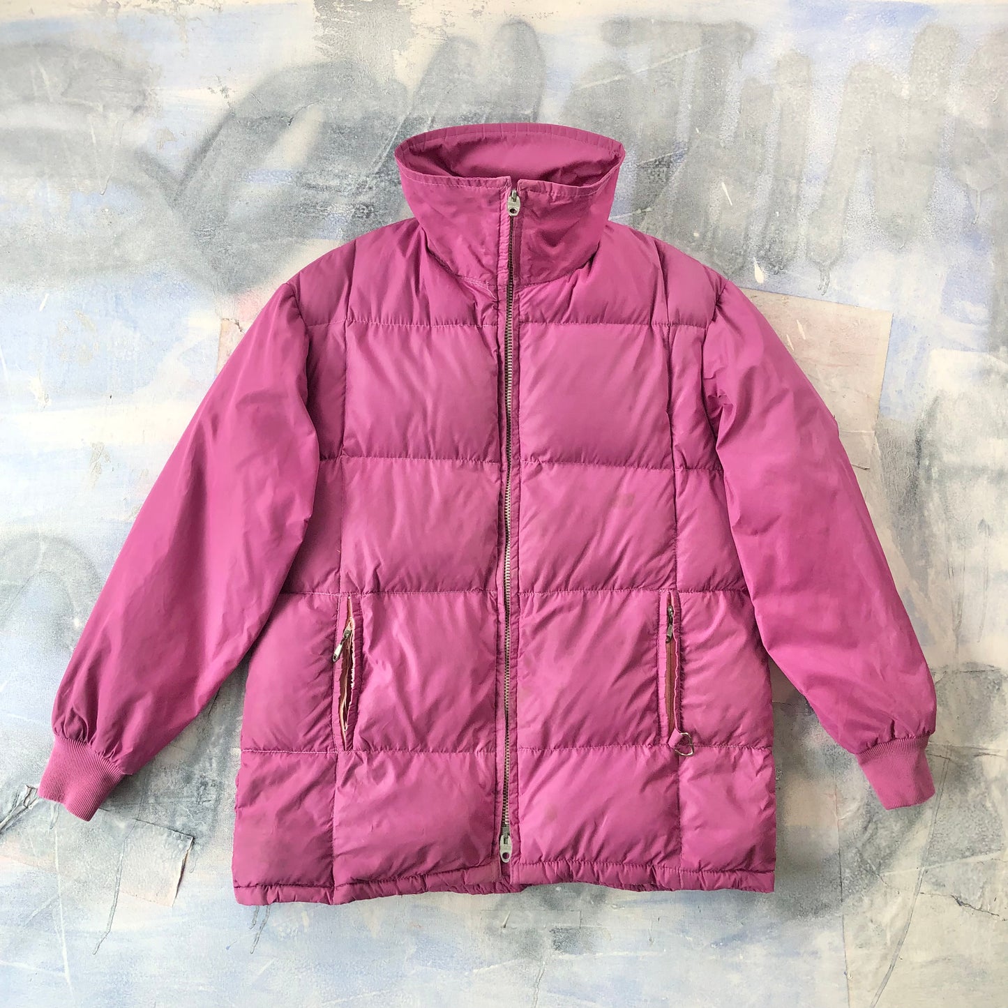 Vintage 70s Down Hooded Zip Jacket XL