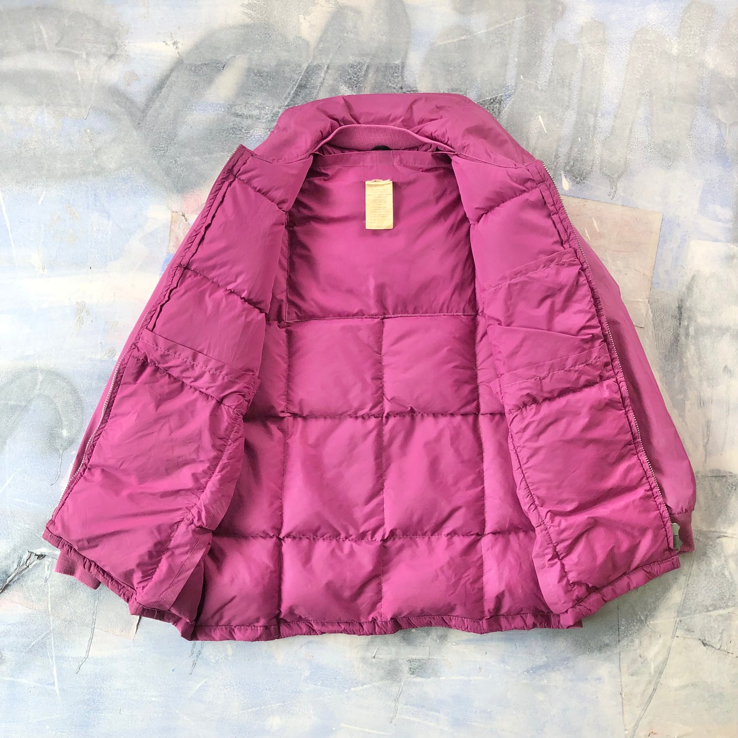 Vintage 70s Down Hooded Zip Jacket XL