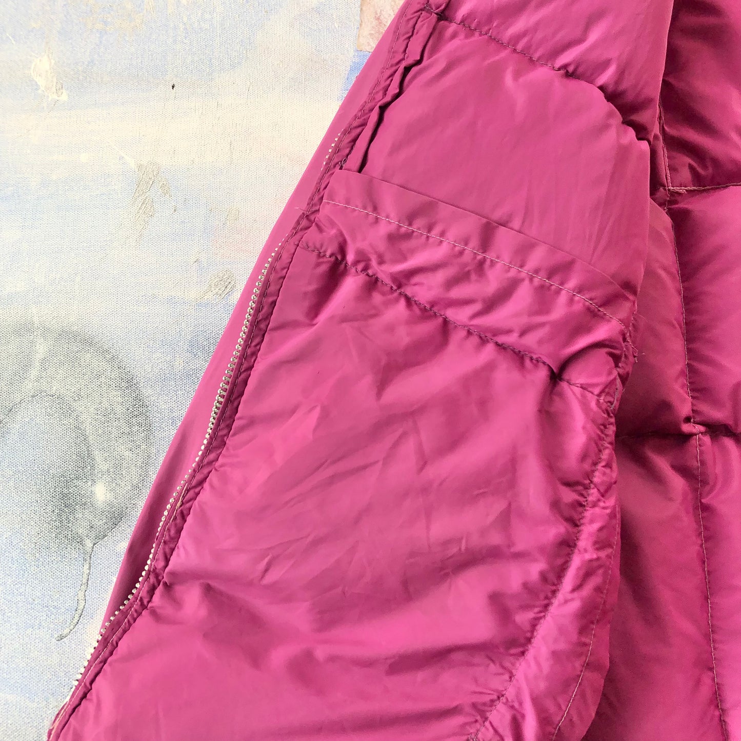 Vintage 70s Down Hooded Zip Jacket XL