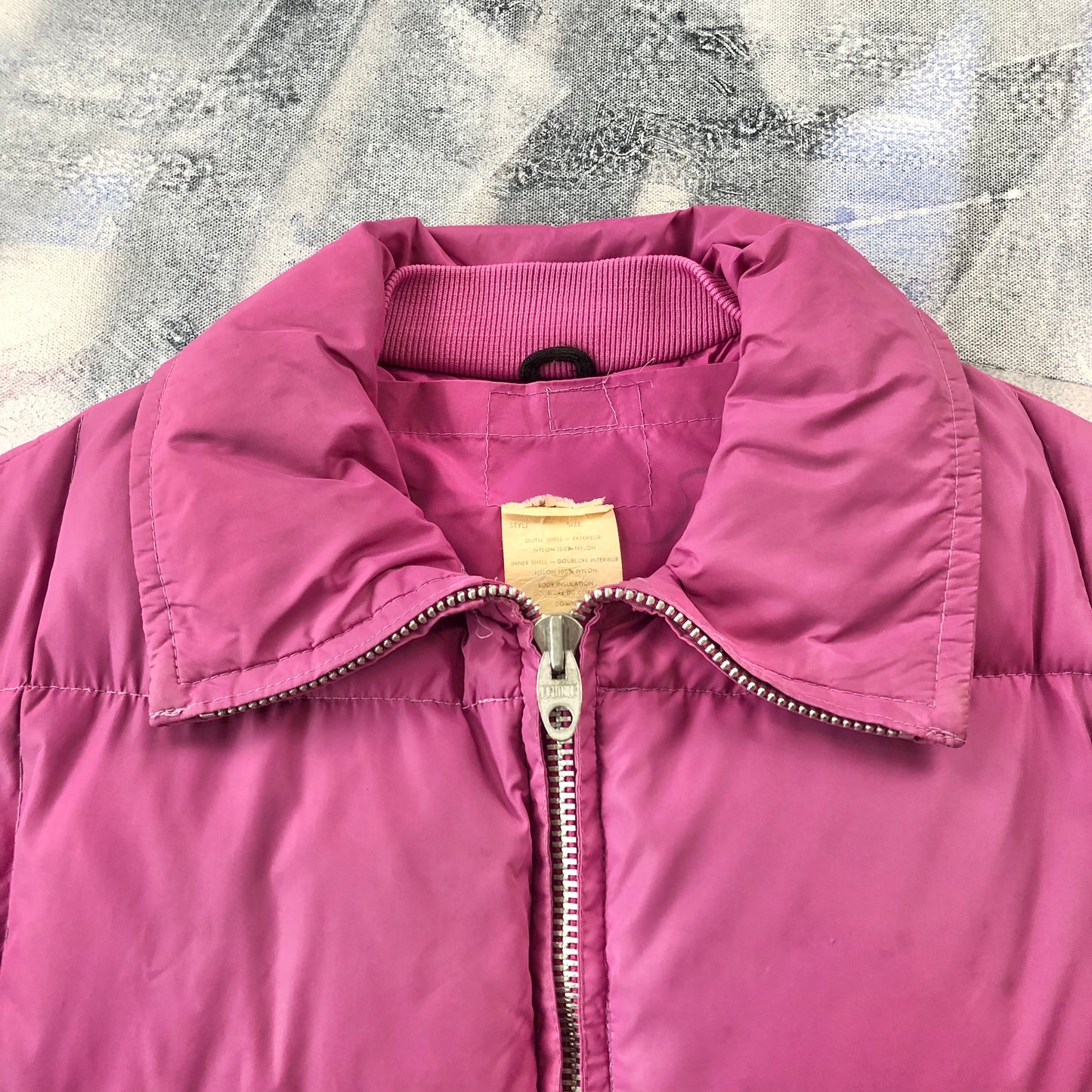 Vintage 70s Down Hooded Zip Jacket XL