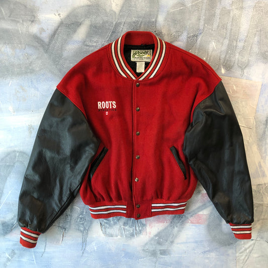 Vintage 90s Roots Canada Pink Panther Varsity Button Jacket XL