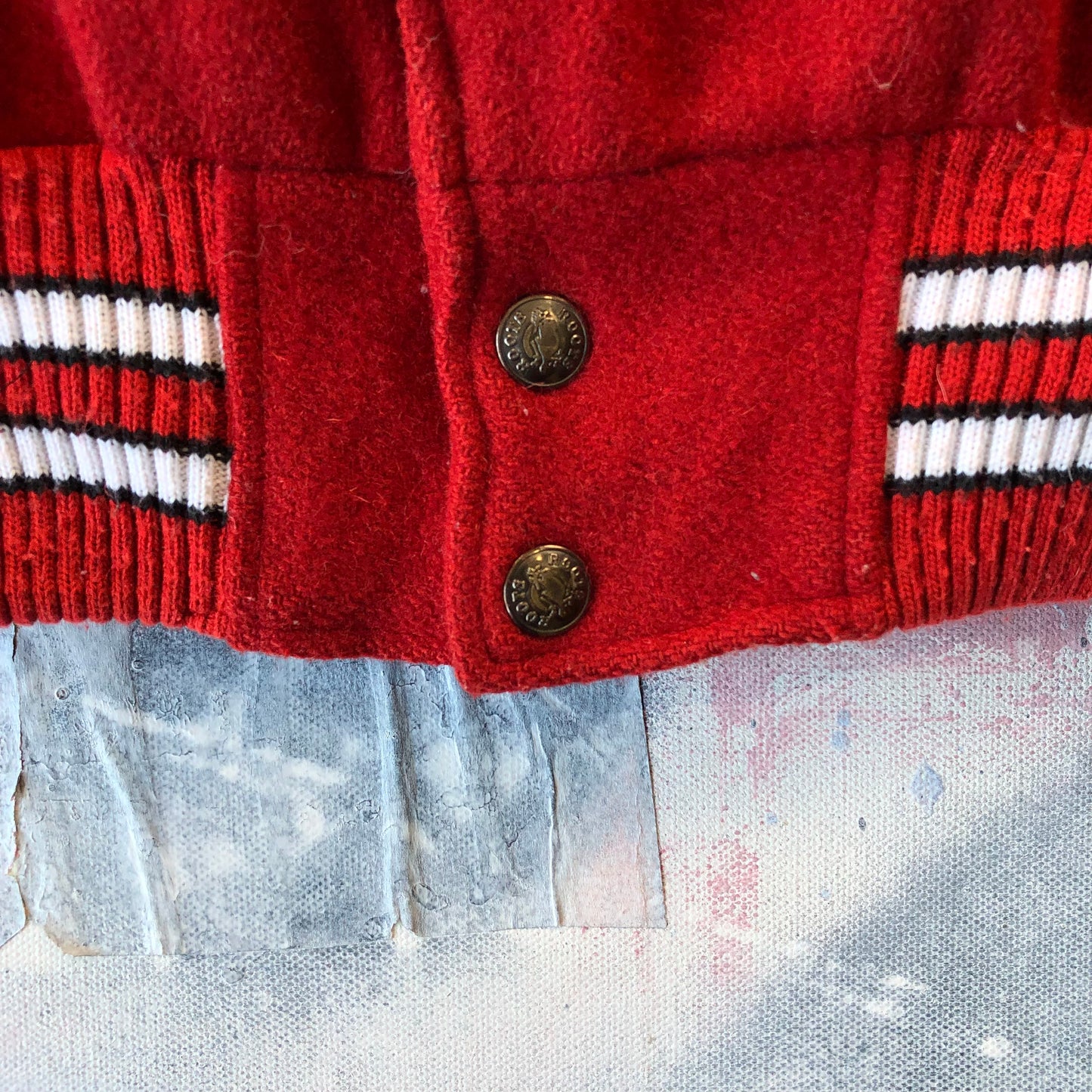 Vintage 90s Roots Canada Pink Panther Varsity Button Jacket XL
