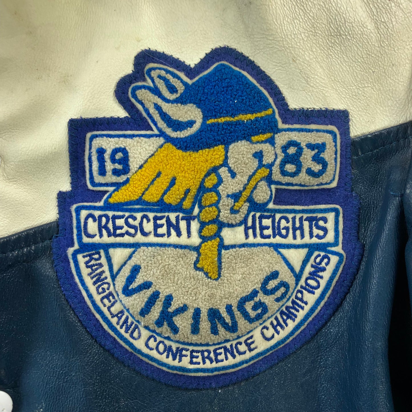 Vintage 80s Crescent Heights Vikings High School Football Leather Button Jacket M