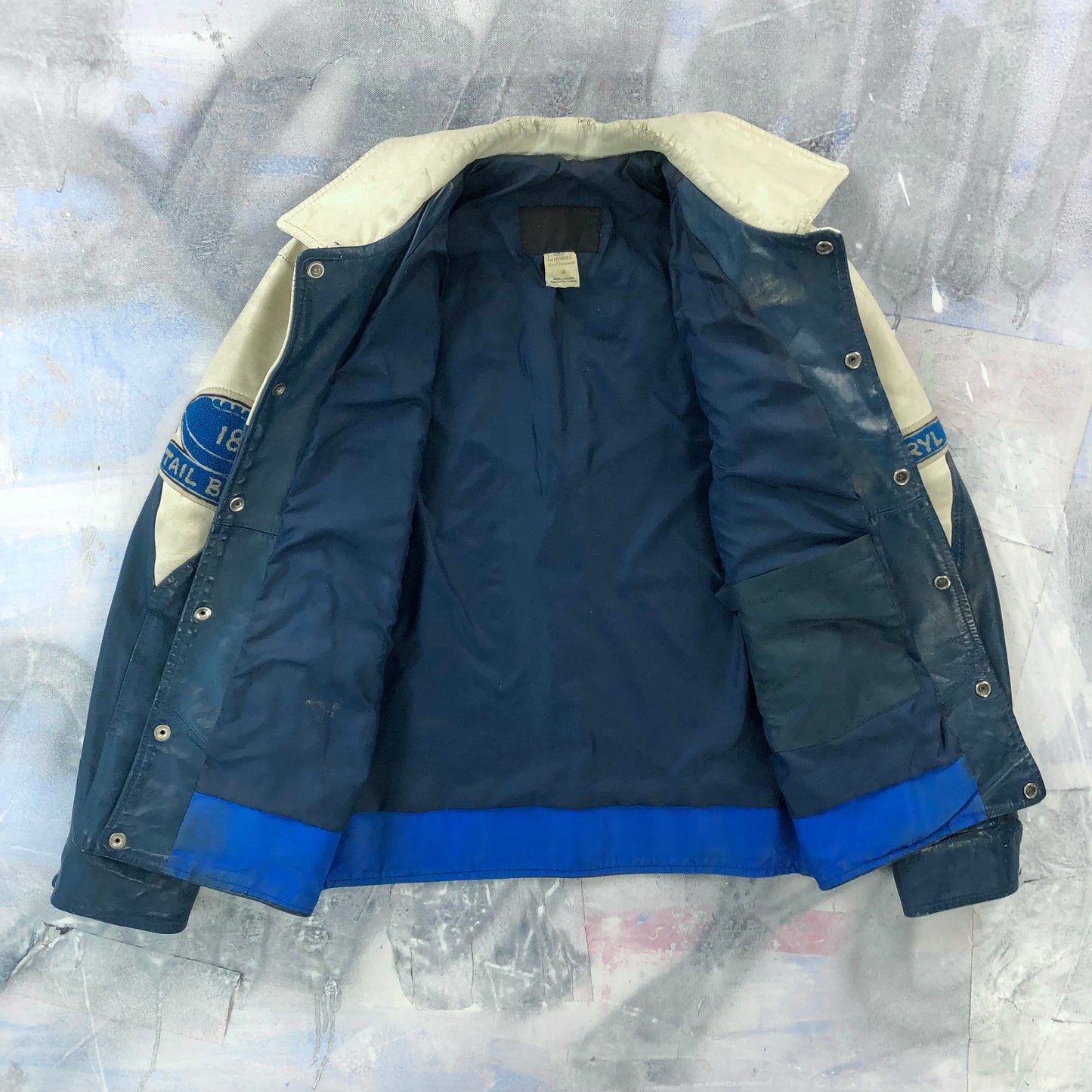 Vintage 80s Crescent Heights Vikings High School Football Leather Button Jacket M