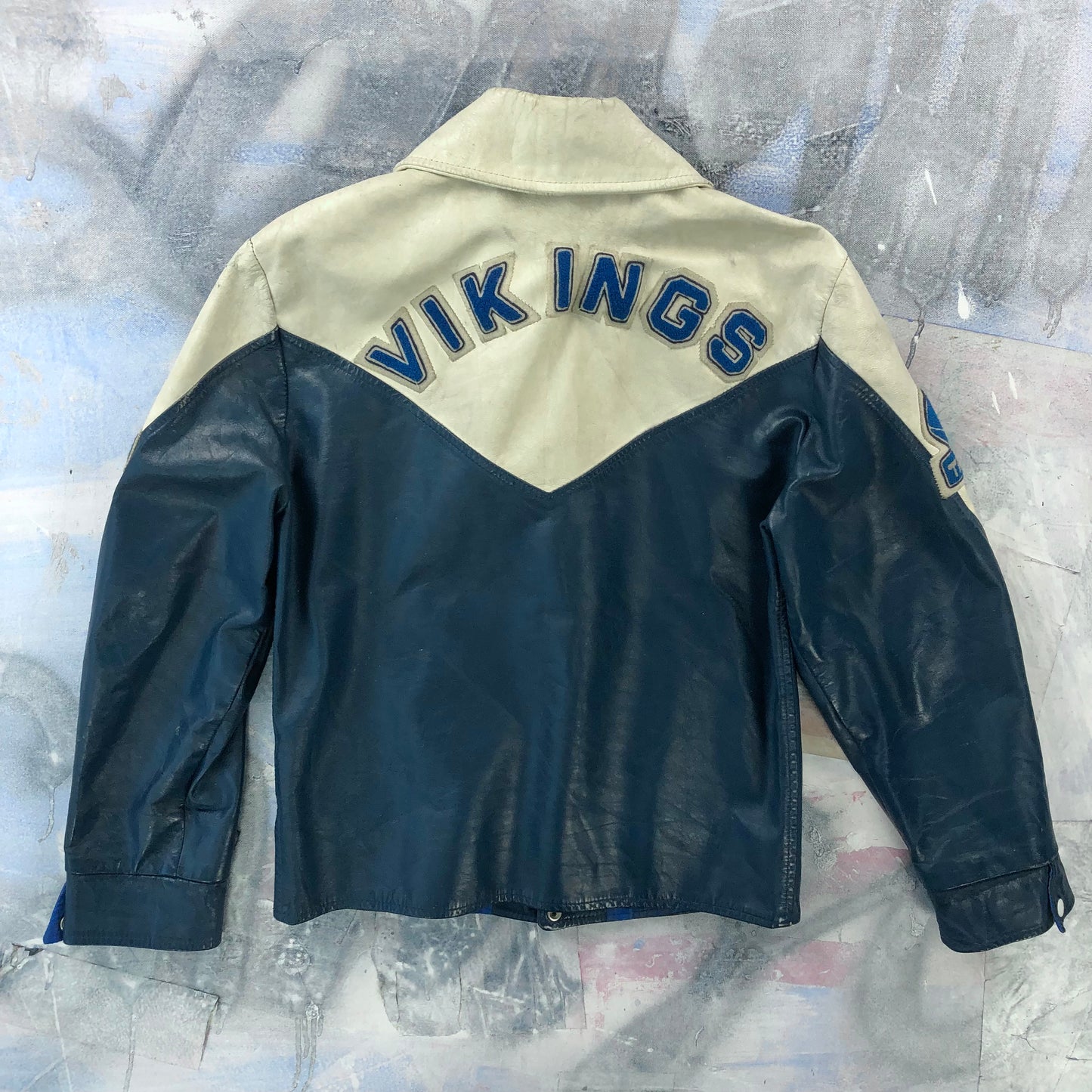 Vintage 80s Crescent Heights Vikings High School Football Leather Button Jacket M