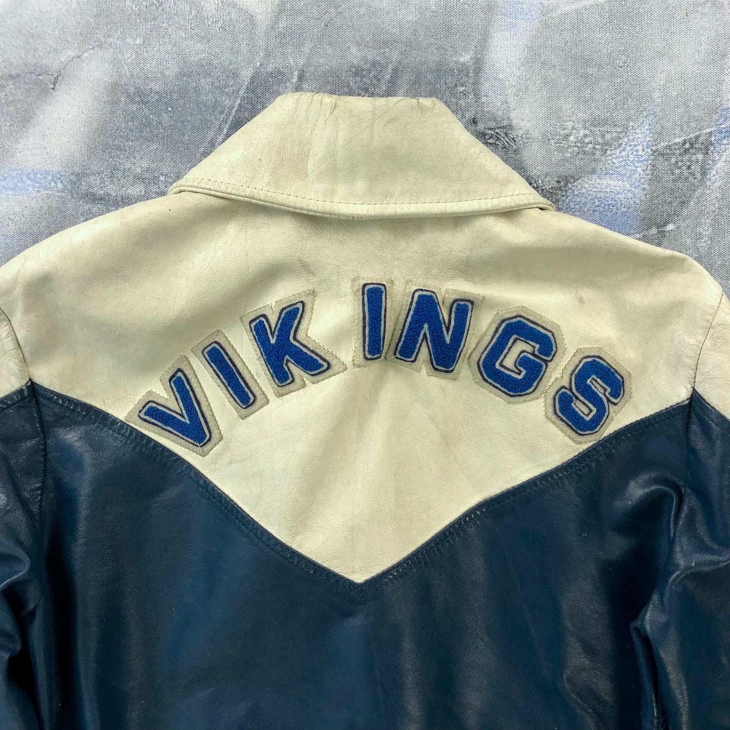 Vintage 80s Crescent Heights Vikings High School Football Leather Button Jacket M