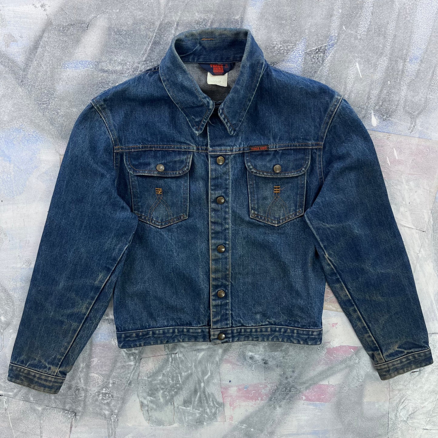 Vintage 90s Three Bars Denim Button Jacket M