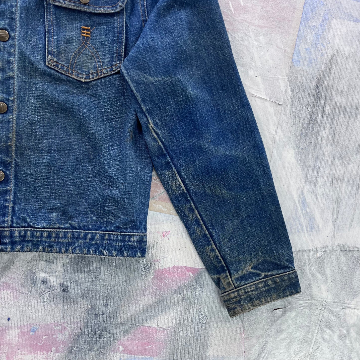 Vintage 90s Three Bars Denim Button Jacket M
