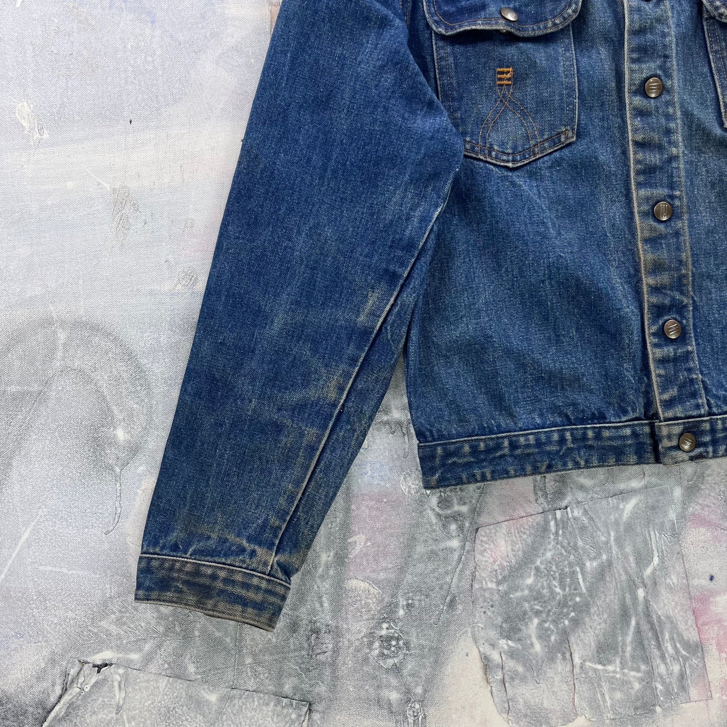 Vintage 90s Three Bars Denim Button Jacket M