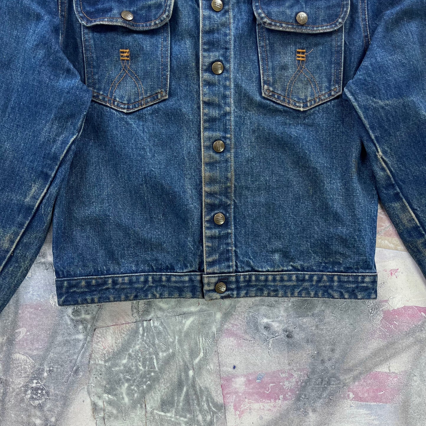 Vintage 90s Three Bars Denim Button Jacket M