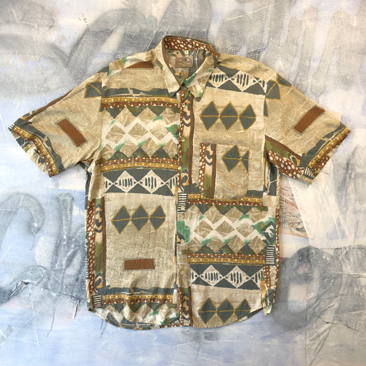 Vintage Pronto Uomo Firenze Abstract Button Shirt L