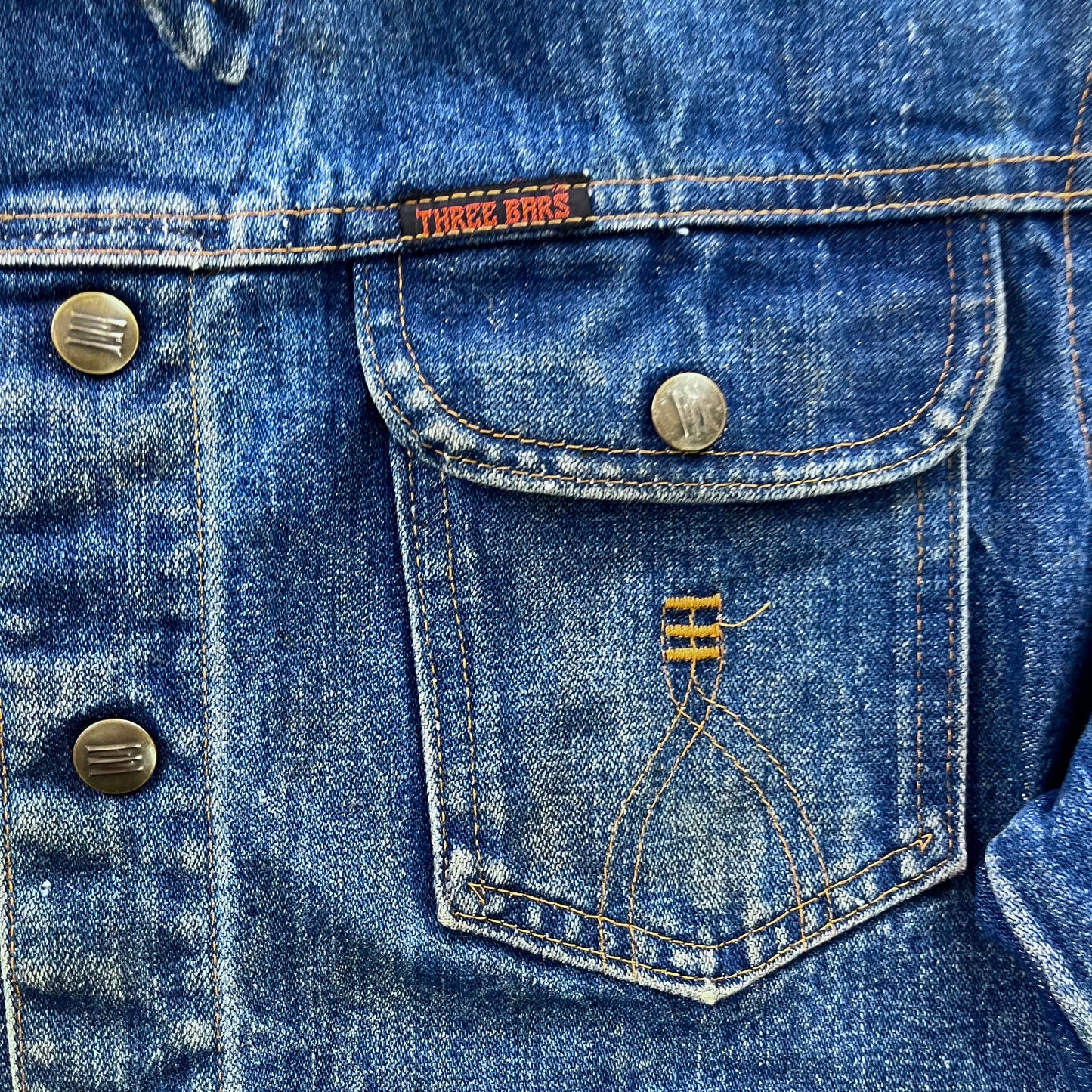 Vintage 90s Three Bars Denim Button Jacket M