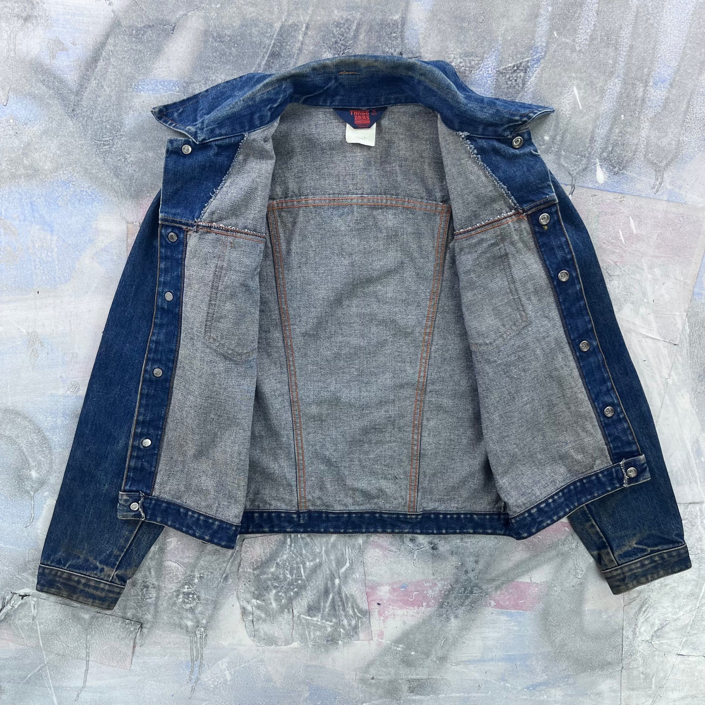 Vintage 90s Three Bars Denim Button Jacket M