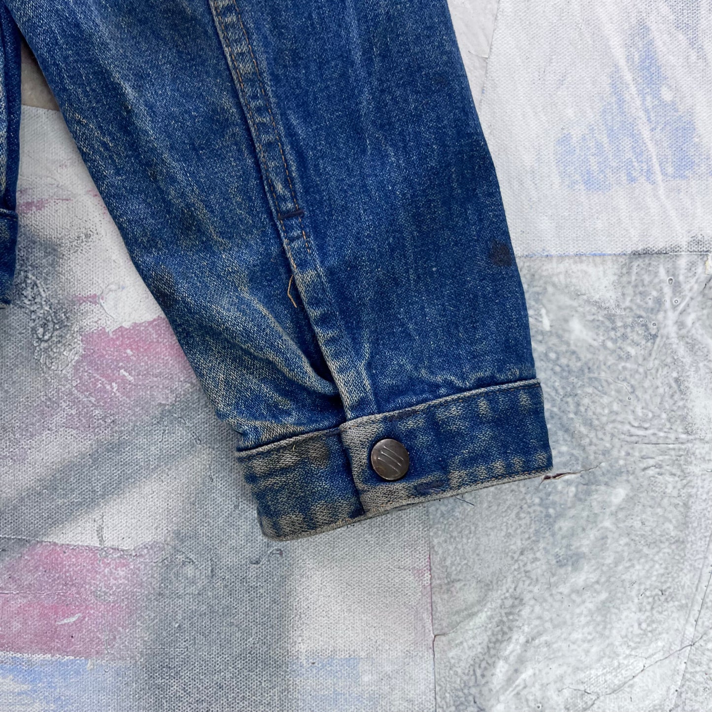 Vintage 90s Three Bars Denim Button Jacket M