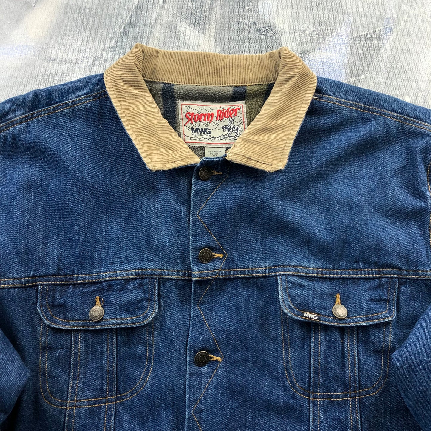 MWG Storm Rider Blanket Lined Corduroy Collar Denim Button Jacket XL