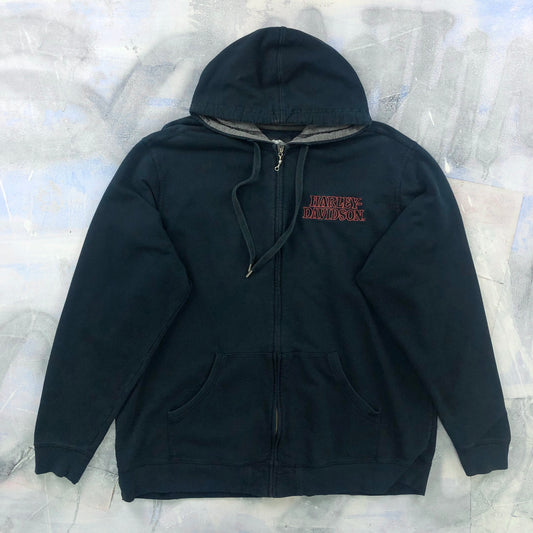 Harley Davidson Motorcycles Embroided Willy G Skull Zip Hoodie Sweatshirt XXL