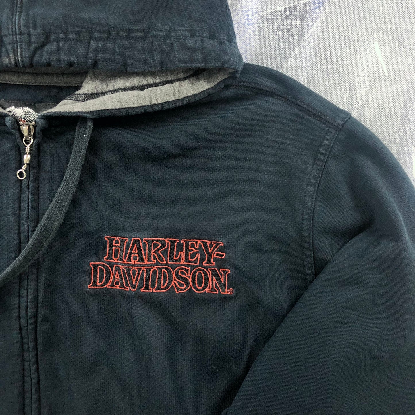 Harley Davidson Motorcycles Embroided Willy G Skull Zip Hoodie Sweatshirt XXL