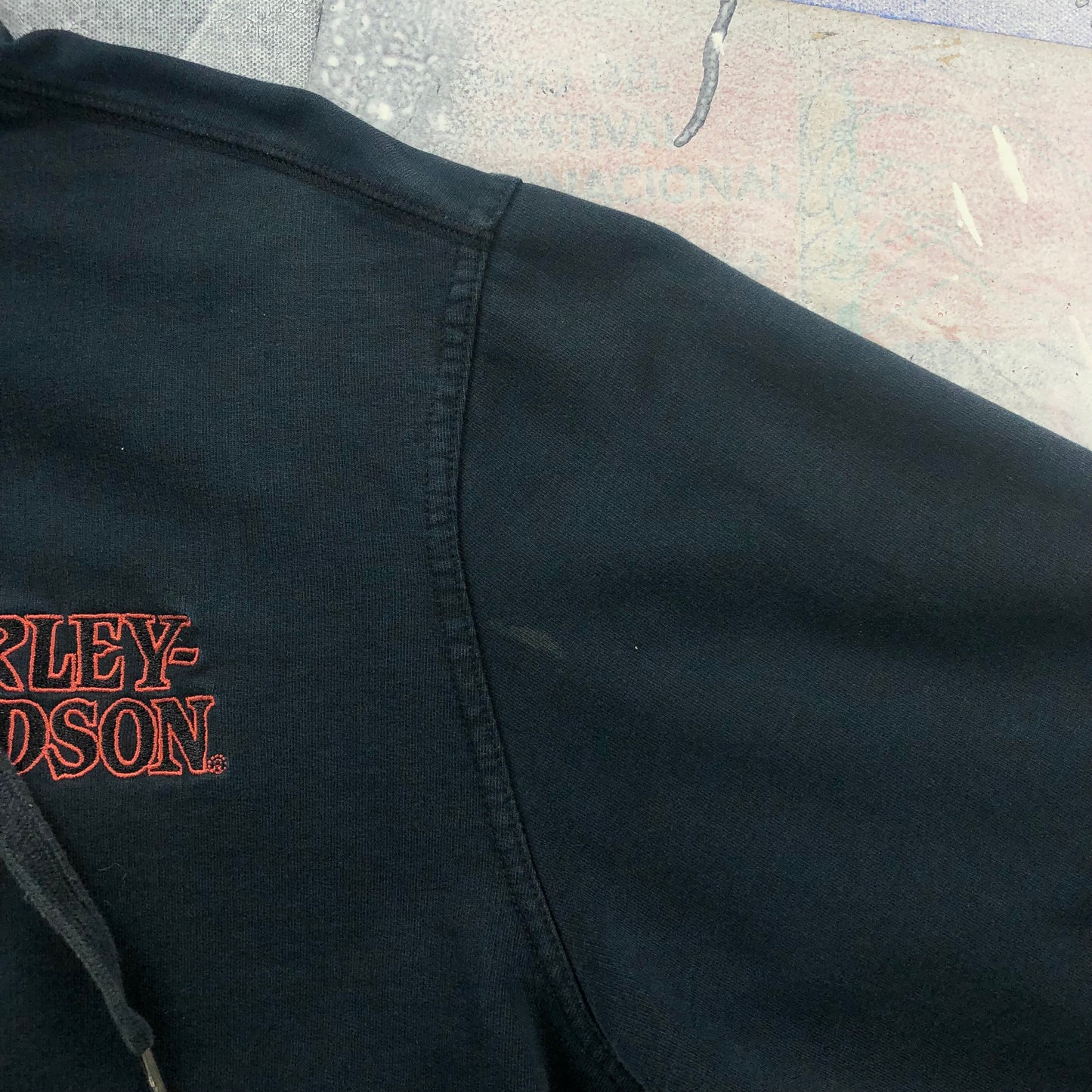 Harley Davidson Motorcycles Embroided Willy G Skull Zip Hoodie Sweatshirt XXL