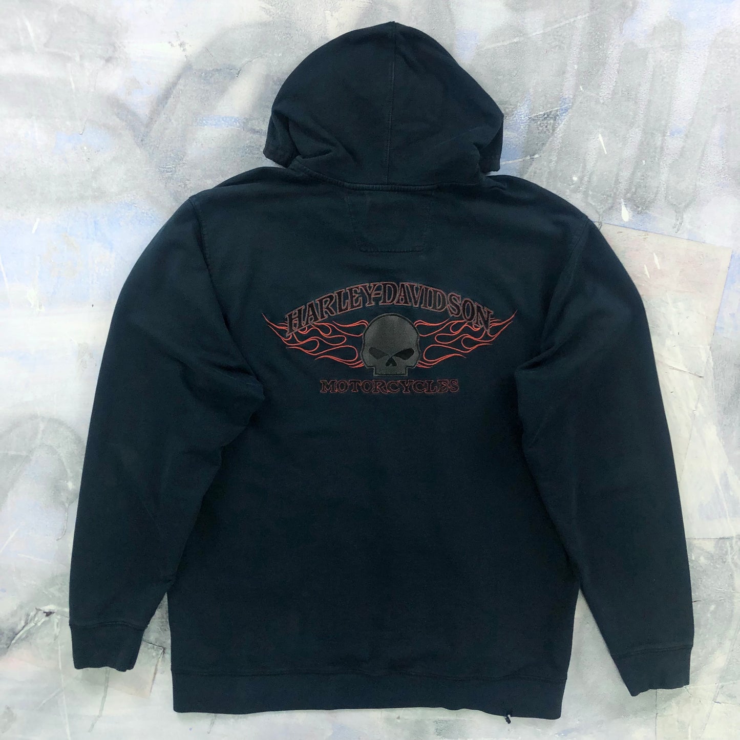 Harley Davidson Motorcycles Embroided Willy G Skull Zip Hoodie Sweatshirt XXL
