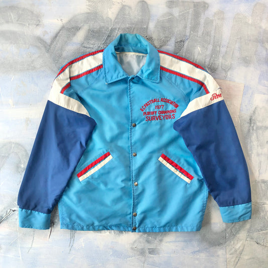 Vintage 70s O.C Fastball Association Playoff Champions Blanket Lined Coach Button Jacket XL