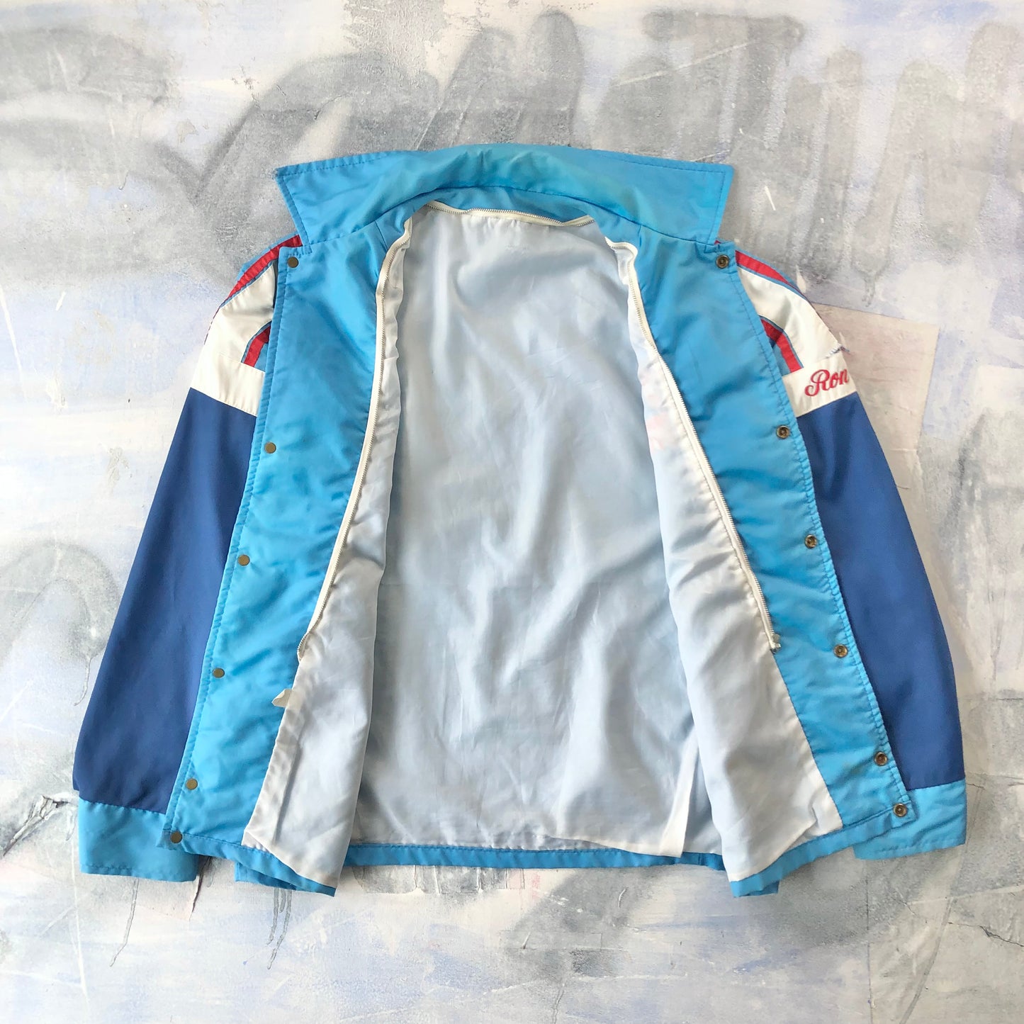 Vintage 70s O.C Fastball Association Playoff Champions Blanket Lined Coach Button Jacket XL